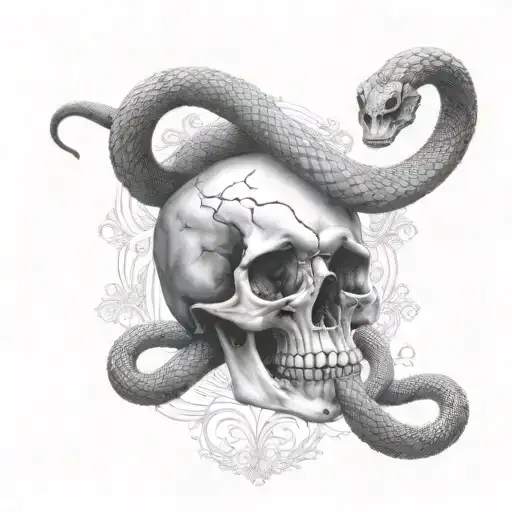 skull and cobra head  tattoo design idea