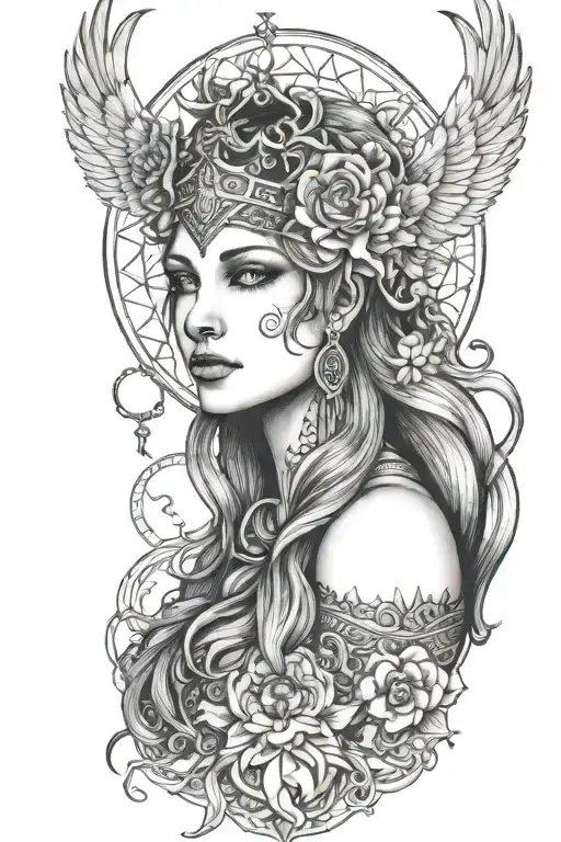 freya goddess tattoo design idea