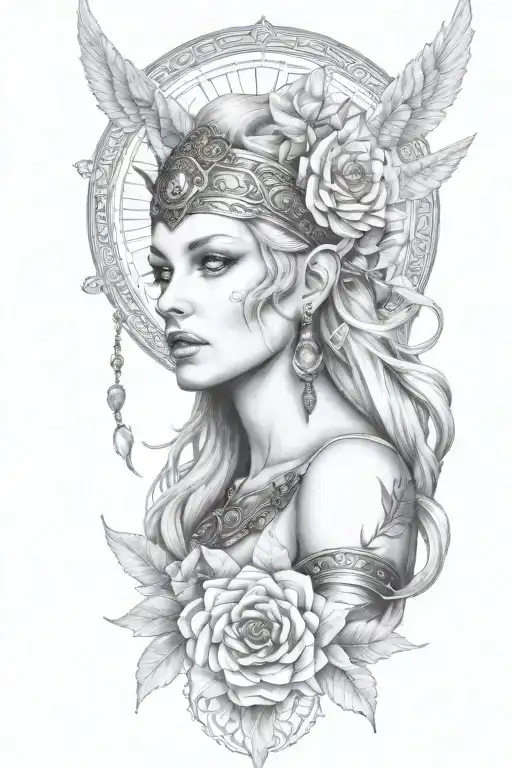 freya goddess tattoo design idea