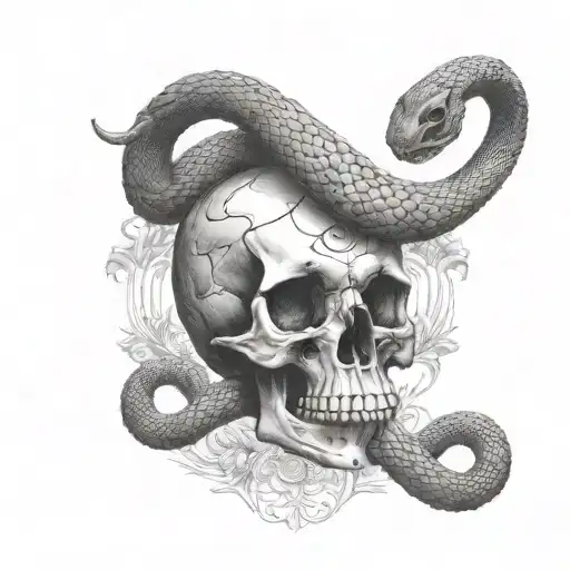 skull and cobra head  tattoo design idea