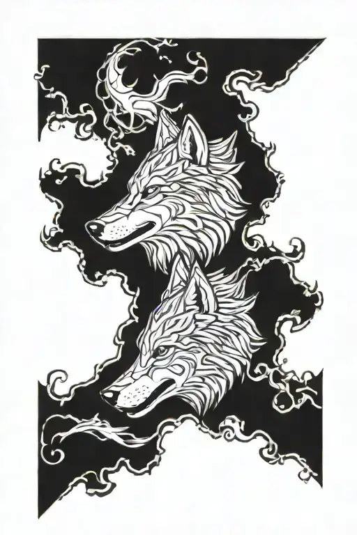 Geri and Freki odins wolves tattoo design idea