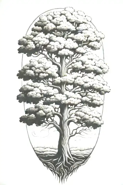oak tree tattoo design idea