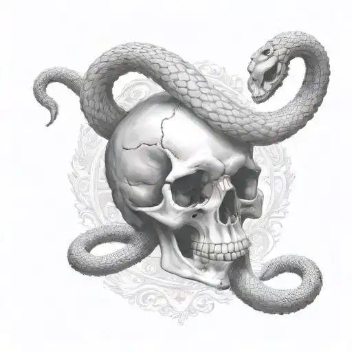 skull and cobra head  tattoo design idea