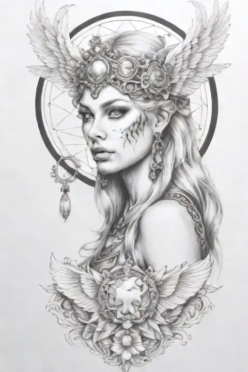freya goddess tattoo design idea