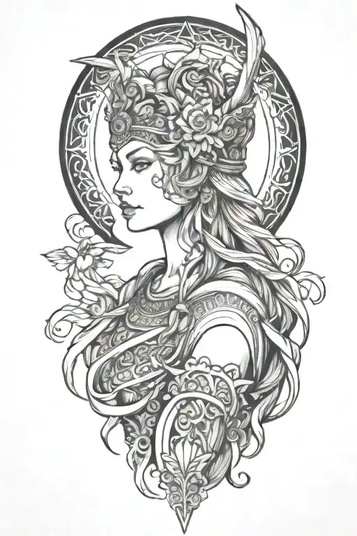 freya goddess tattoo design idea