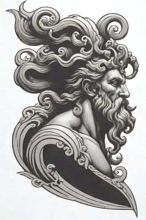 poseidon god tattoo design idea