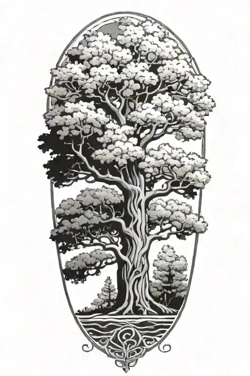 oak tree tattoo design idea