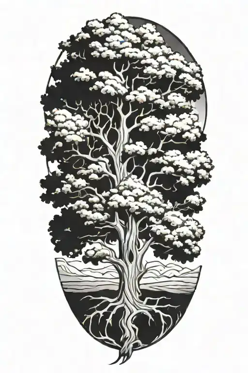 oak tree tattoo design idea