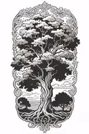 oak tree tattoo design idea