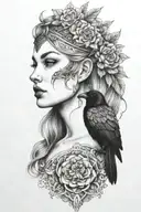 Freya with raven tattoo design idea