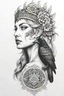 Freya with raven tattoo design idea