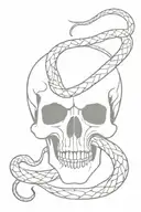 skull with full lenght snake tattoo design idea