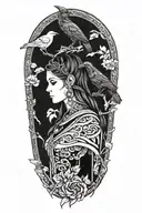 Freya with raven tattoo design idea