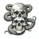skull and snake tattoo design idea