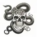 skull and snake tattoo design idea