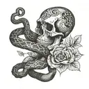 skull and snake tattoo design idea