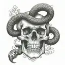 skull and snake tattoo design idea