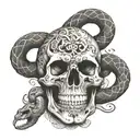 skull and snake tattoo design idea