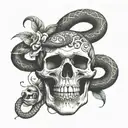skull and snake tattoo design idea