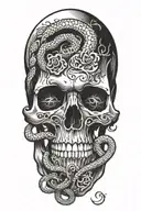 skull with snake tattoo design idea