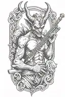 devil playing flute tattoo design idea