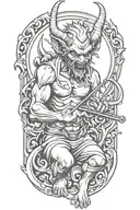 devil playing flute tattoo design idea