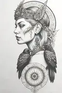 Freya with raven tattoo design idea