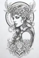 freya goddess tattoo design idea