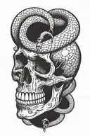 snake going through a skull tattoo design idea