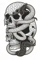 snake going through a skull tattoo design idea