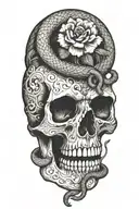 skull with snake intertwined tattoo design idea
