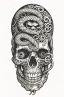 skull with snake intertwined tattoo design idea