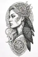 Freya with raven tattoo design idea