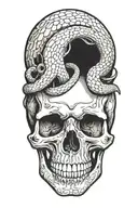 snake going through a skull  tattoo design idea