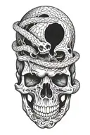 snake going through a skull  tattoo design idea