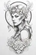 freya goddess tattoo design idea