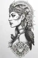 Freya with raven tattoo design idea