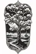 vikings and oak tree tattoo design idea