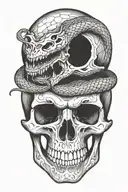 snake going through a skull  tattoo design idea