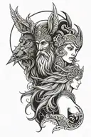 odin and freya  tattoo design idea
