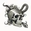 skull and cobra head  tattoo design idea