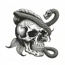 skull and cobra head  tattoo design idea