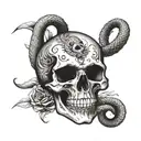 skull and cobra head  tattoo design idea