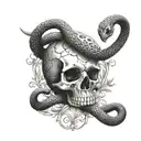 skull and cobra head  tattoo design idea