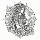 freya goddess tattoo design idea