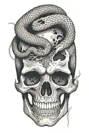 snake going through a skull tattoo design idea
