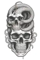 snake going through a skull tattoo design idea