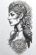 Freya with raven tattoo design idea