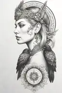 Freya with raven tattoo design idea