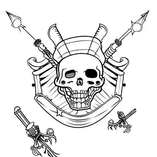 jolly roger with torches instead of bones tattoo design idea